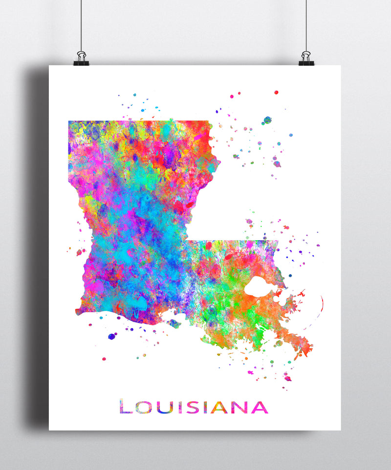 Louisiana Map Art Print - Unframed - Zuzi's