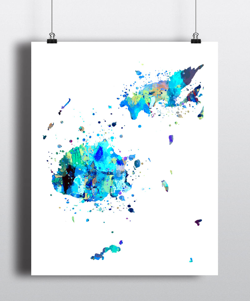 Fiji Map Art Print - Unframed - Zuzi's