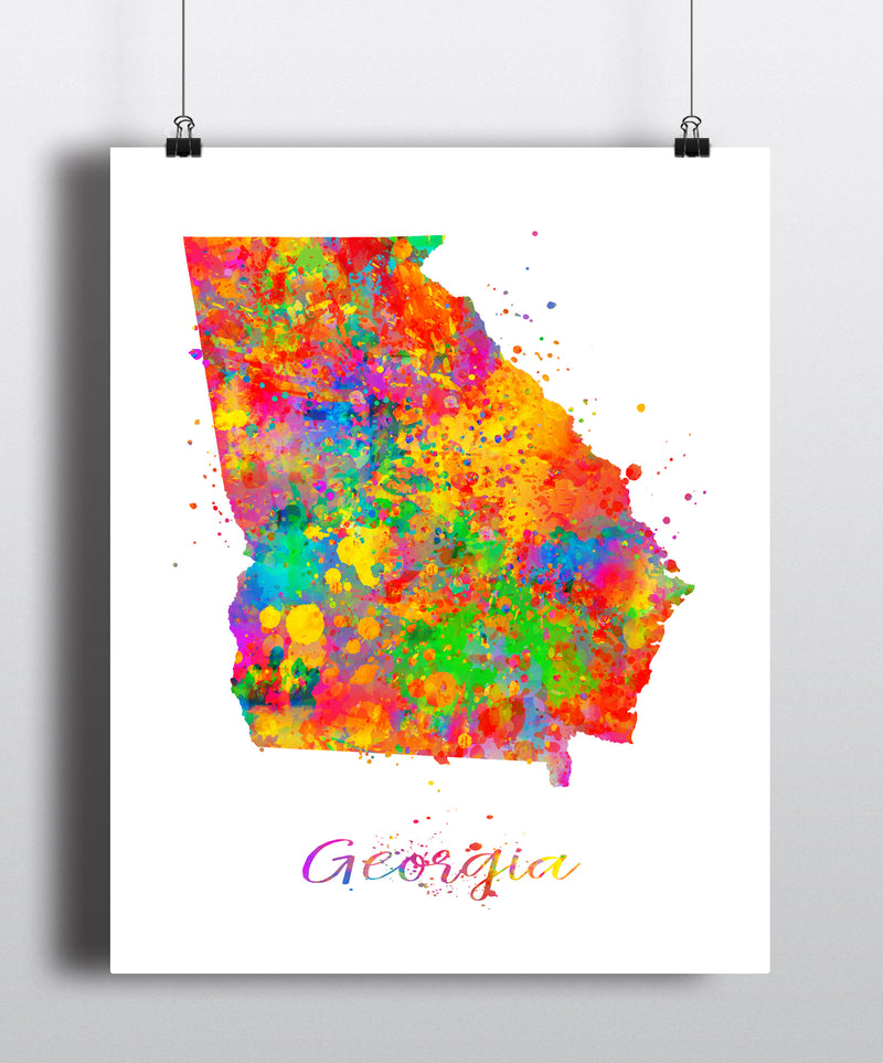 Georgia Map Watercolor Art Print - Unframed - Zuzi's