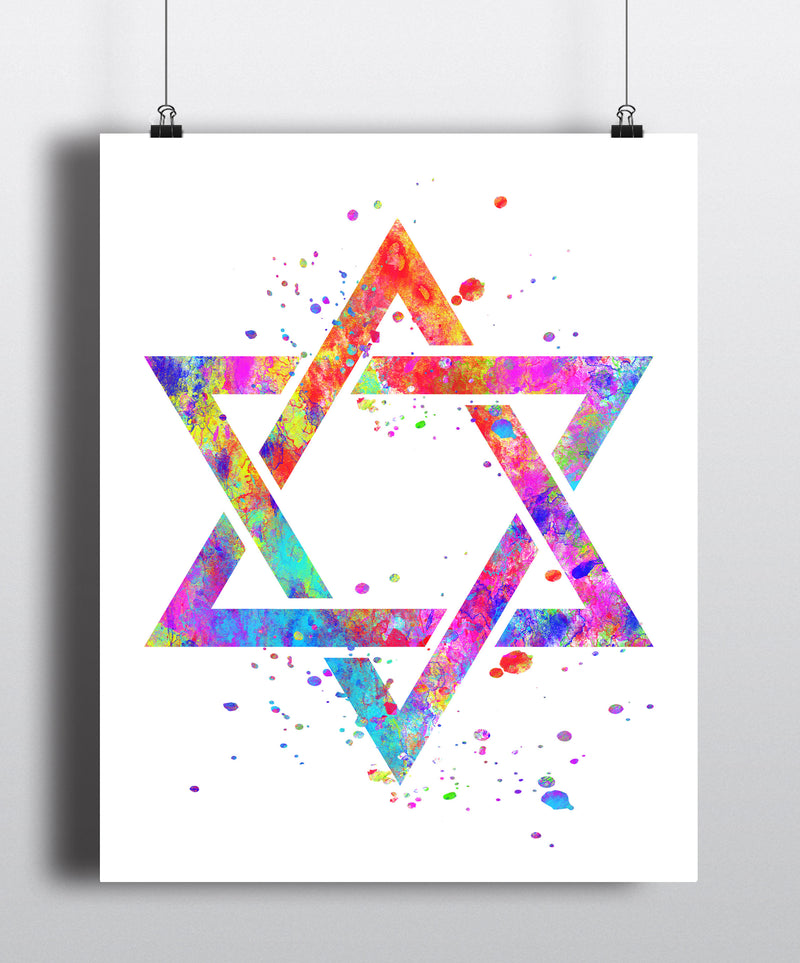 Star Of David Watercolor Art Print - Unframed - Zuzi's