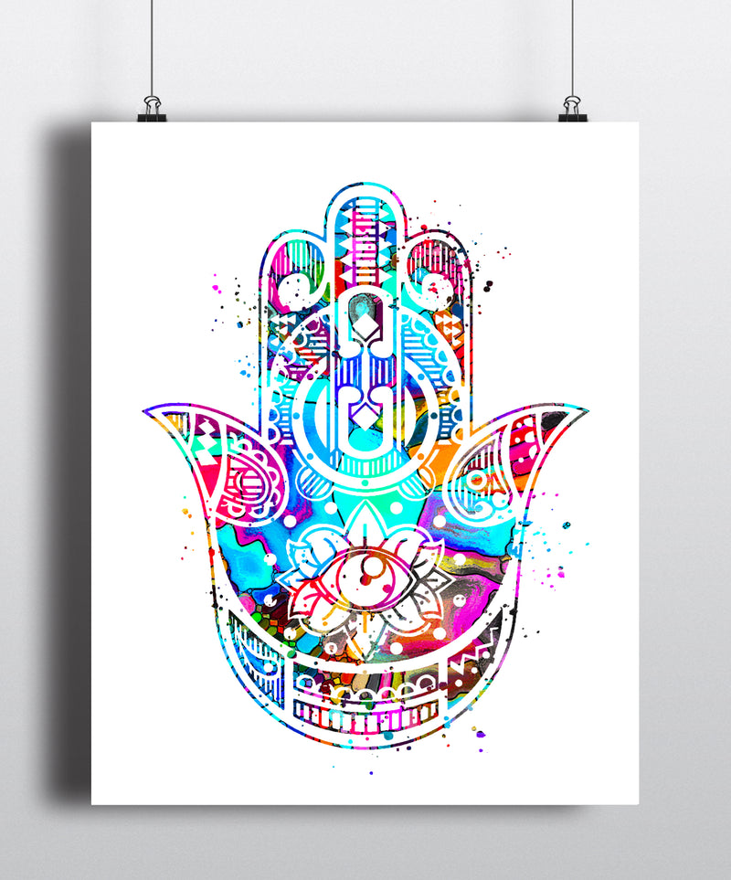 Hamsa Hand Watercolor Art Print - Unframed - Zuzi's