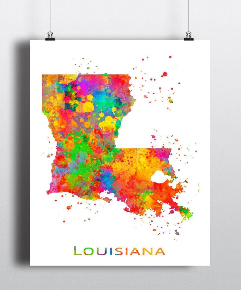 Louisiana Map Art Print - Unframed - Zuzi's