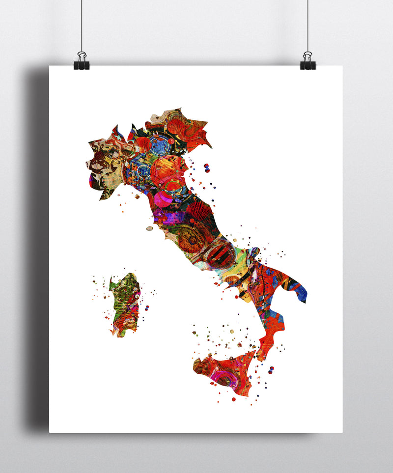 Italy Map Art Print - Unframed - Zuzi's