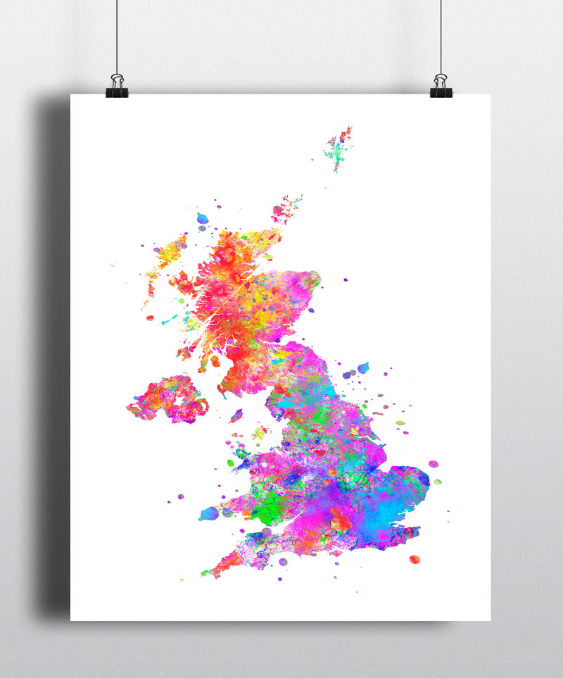 United Kingdom Map Art Print - Unframed - Zuzi's