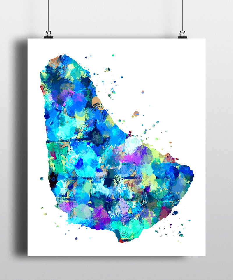 Barbados Map Art Print - Unframed - Zuzi's