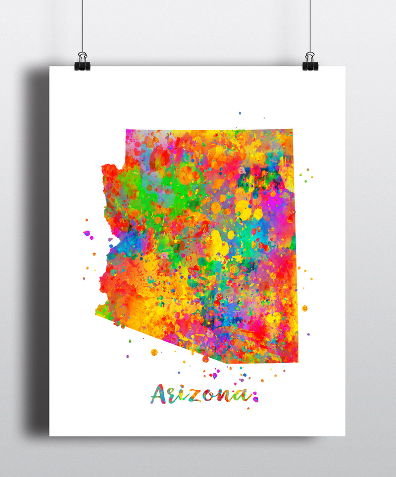 Arizona Map Watercolor Art Print - Unframed - Zuzi's