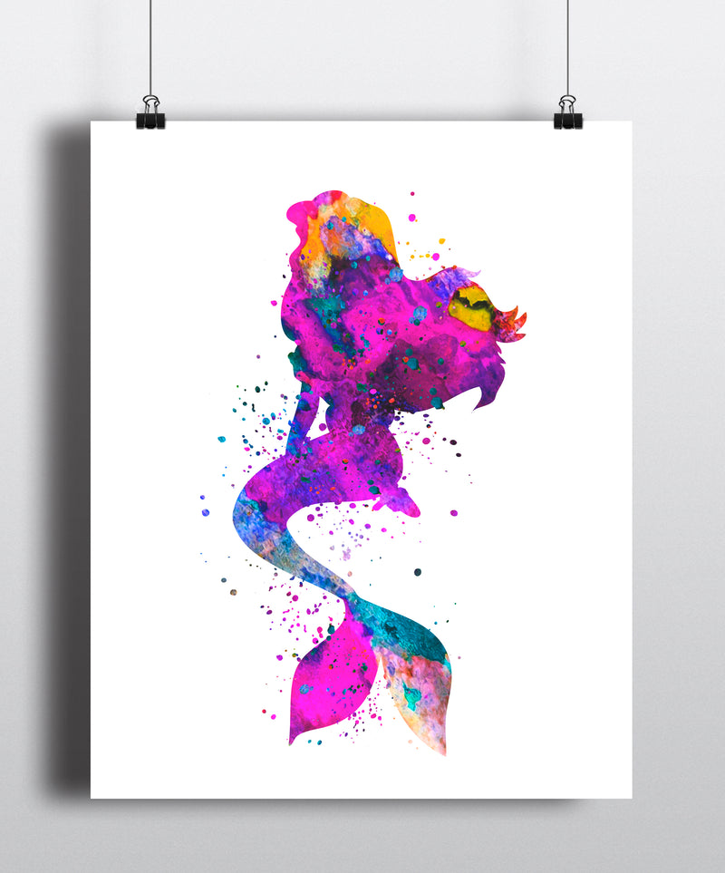 Mermaid Watercolor Art Print - Unframed - Zuzi's