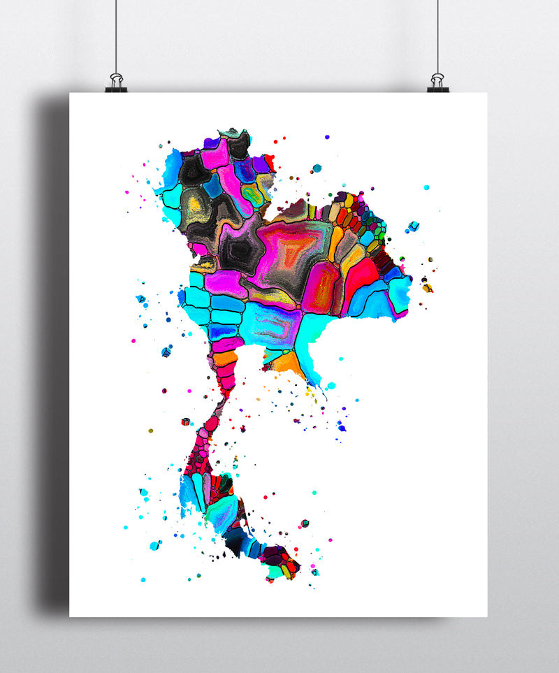 Thailand Map Art Print - Unframed - Zuzi's