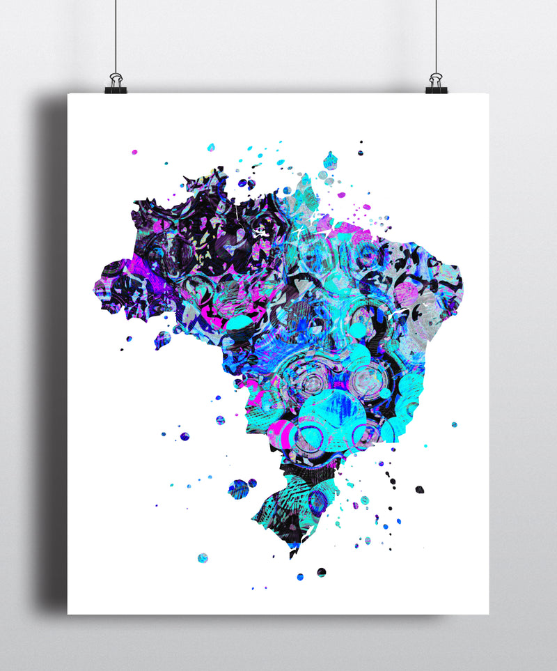 Brazil Map Art Print - Unframed - Zuzi's