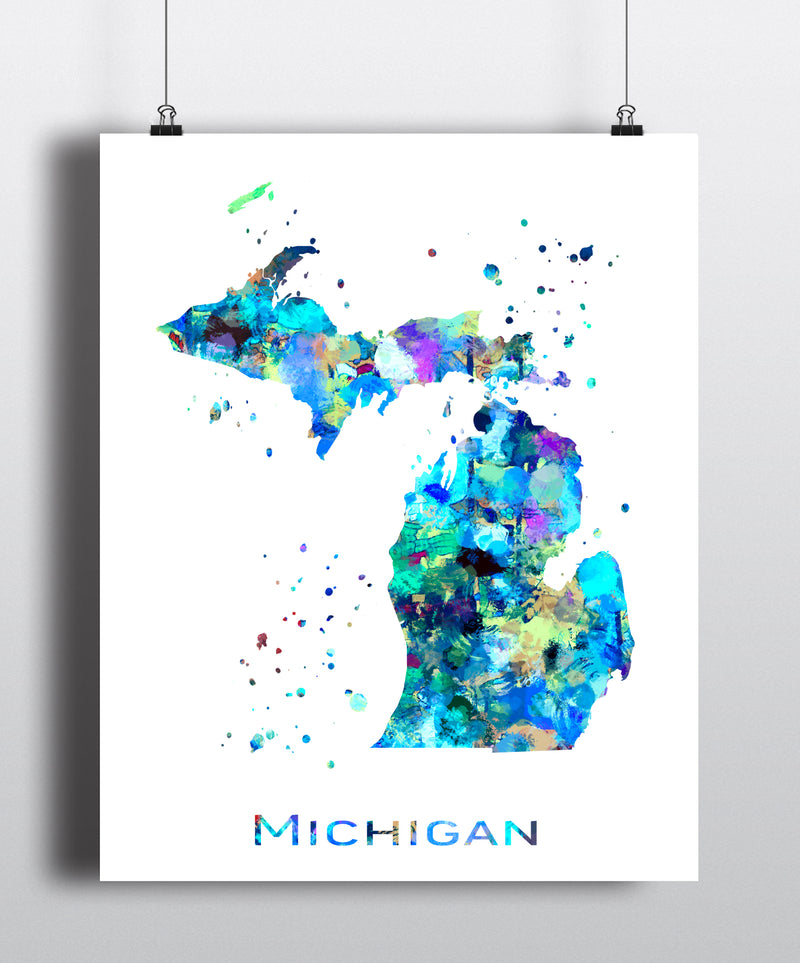 Michigan Map Art Print - Unframed - Zuzi's