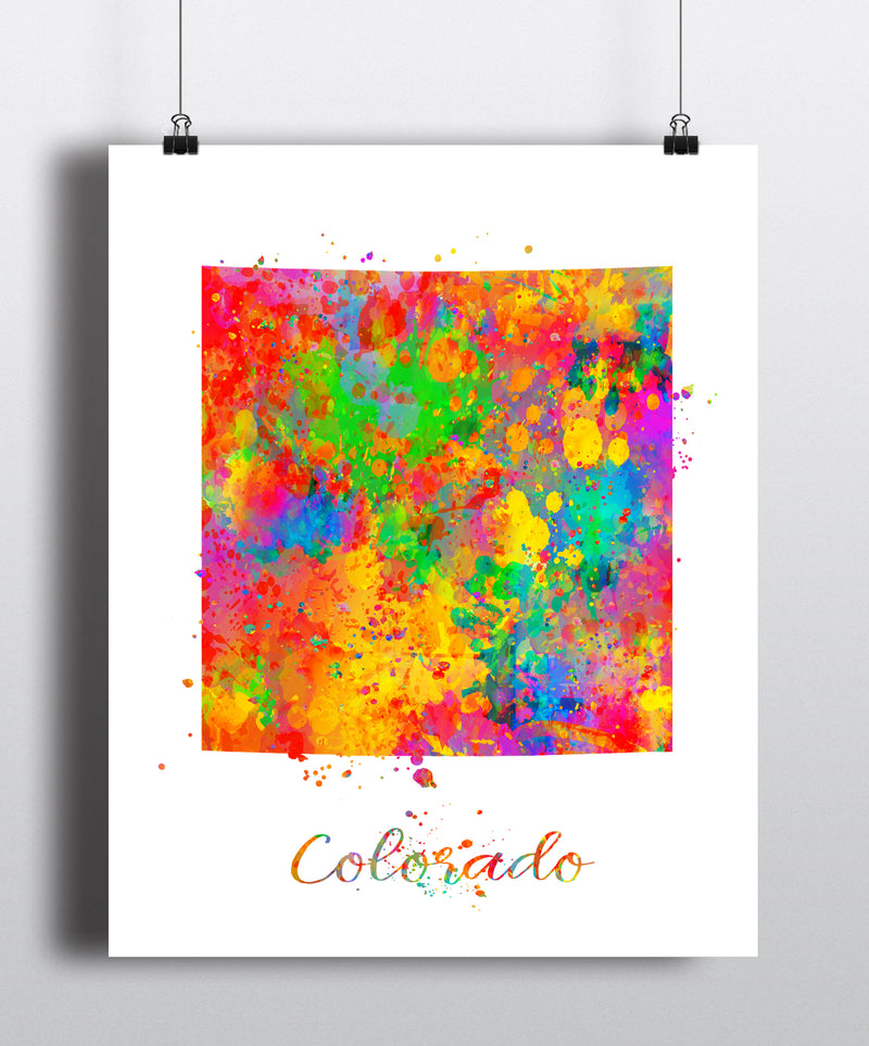 Colorado Map Watercolor Art Print - Unframed - Zuzi's