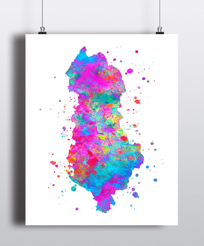 Albania Map Art Print - Unframed - Zuzi's