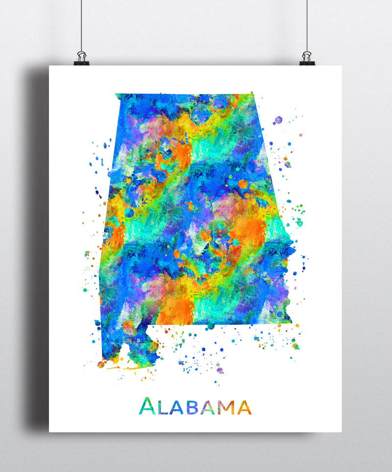 Alabama Map Art Print - Unframed - Zuzi's