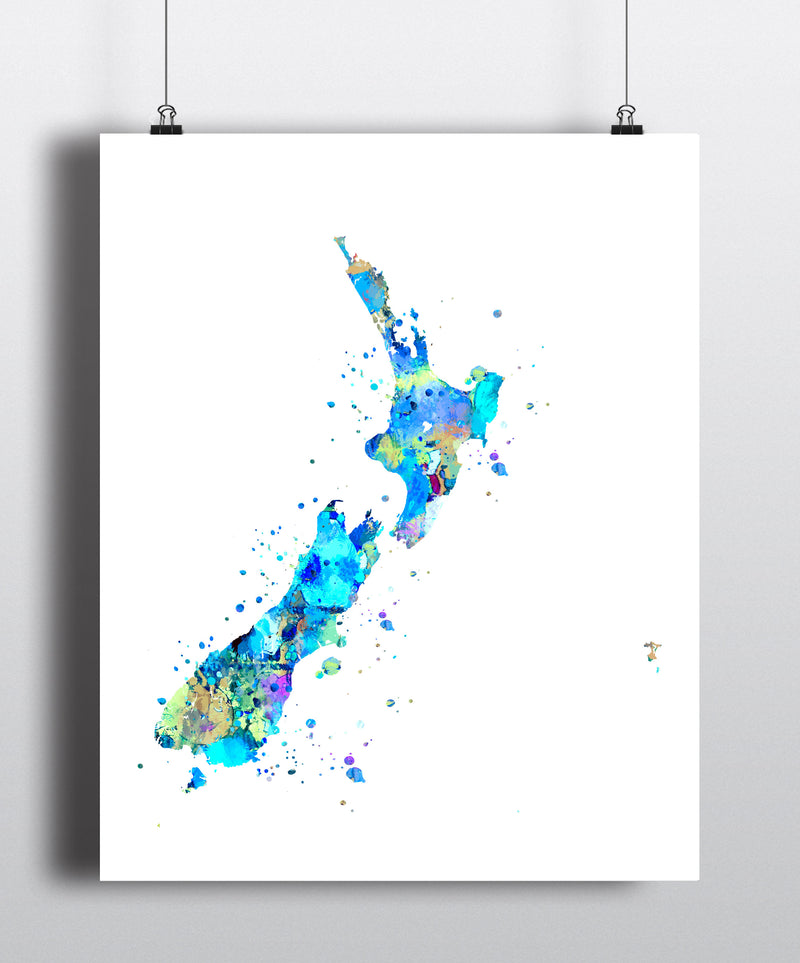 New Zealand Map Art Print - Unframed - Zuzi's