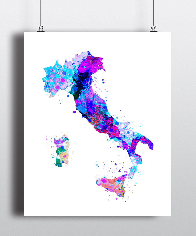 Italy Map Art Print - Unframed - Zuzi's