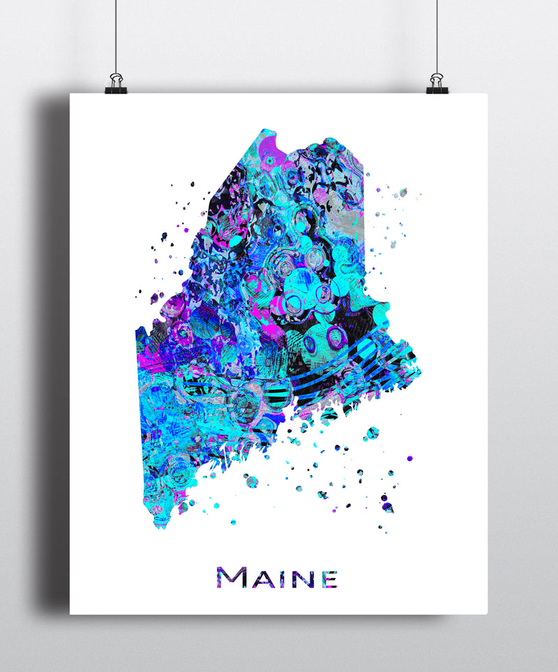 Maine Map Art Print - Unframed - Zuzi's