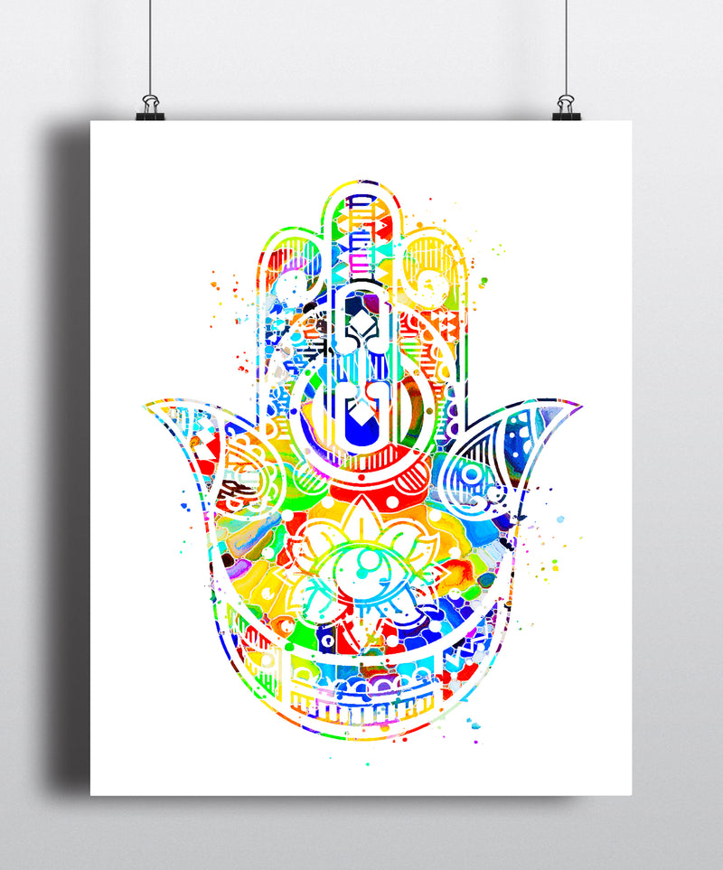 Hamsa Hand Watercolor Art Print - Unframed - Zuzi's