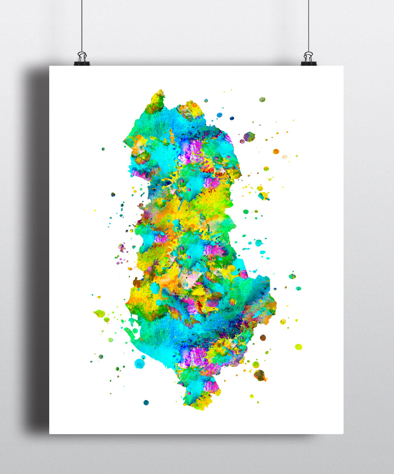 Albania Map Art Print - Unframed - Zuzi's