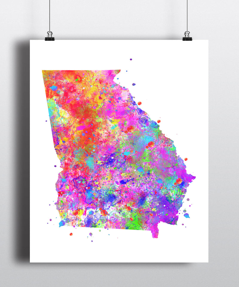 Georgia Map Watercolor Art Print - Unframed - Zuzi's