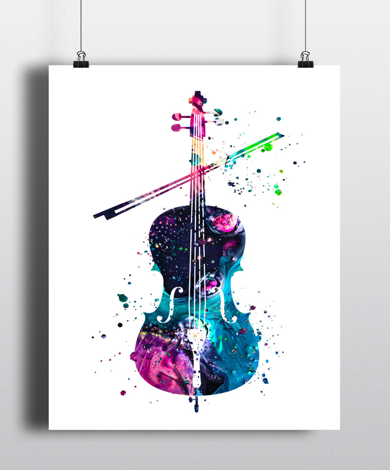 Cello Watercolor Art Print - Unframed - Zuzi's