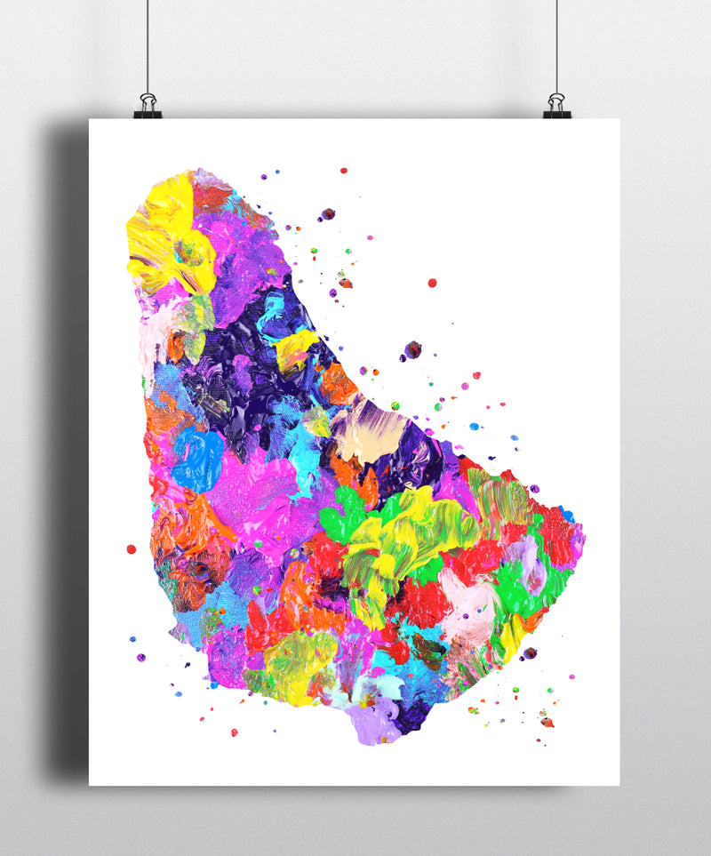 Barbados Map Art Print - Unframed - Zuzi's