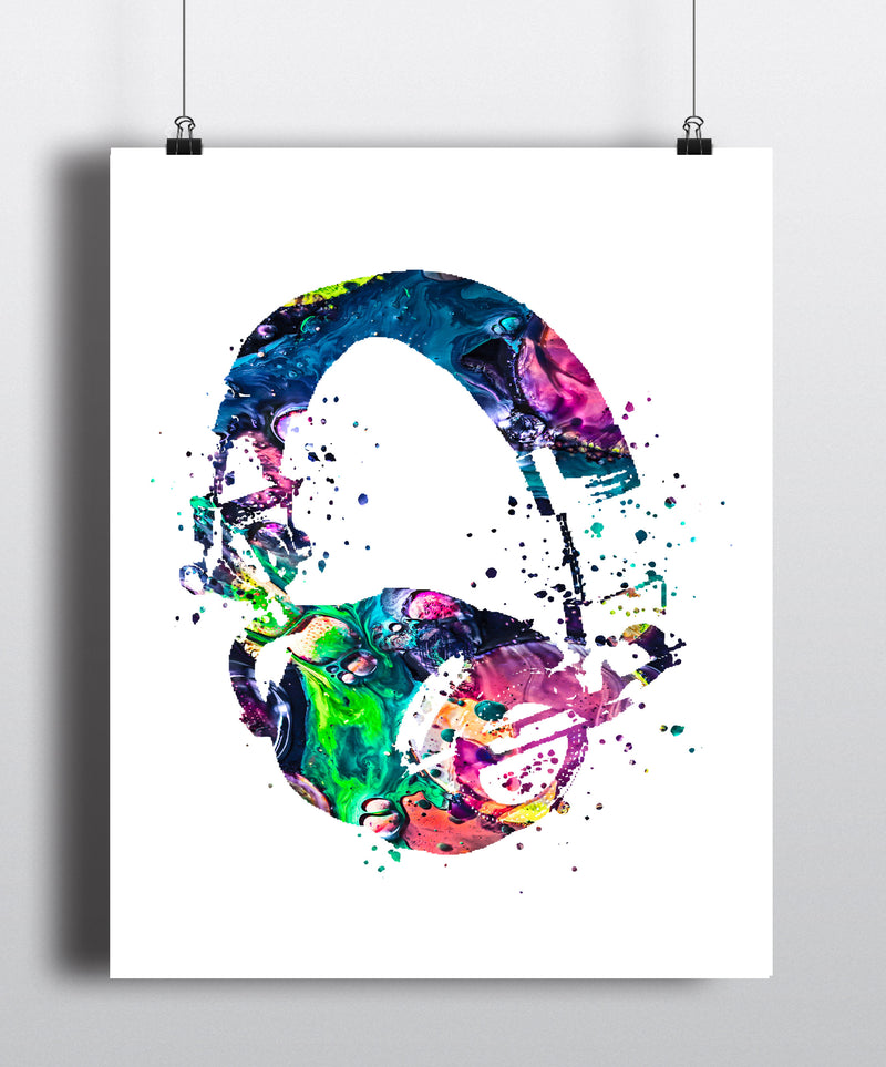 Headphones Watercolor Art Print - Unframed - Zuzi's