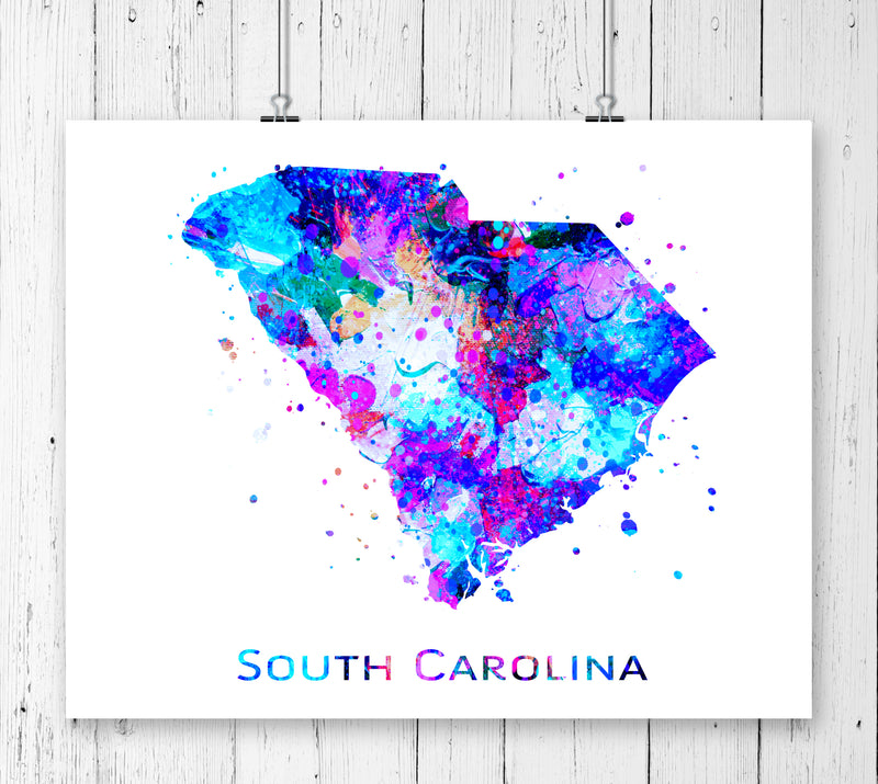 South Carolina Map Art Print - Unframed - Zuzi's
