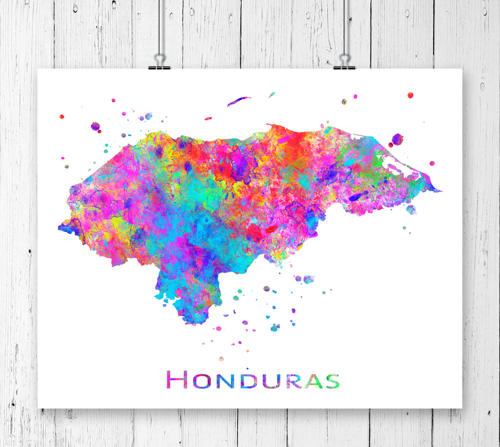Honduras Map Art Print - Unframed - Zuzi's