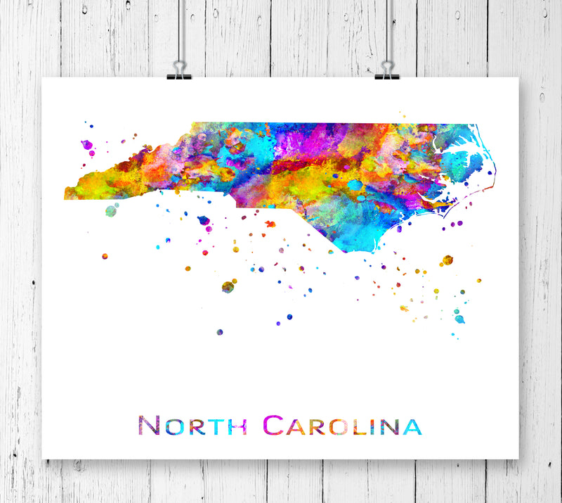 North Carolina Map Art Print - Unframed - Zuzi's
