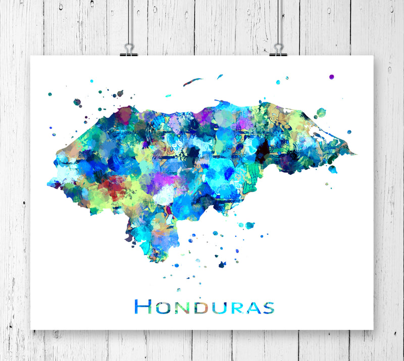 Honduras Map Art Print - Unframed - Zuzi's