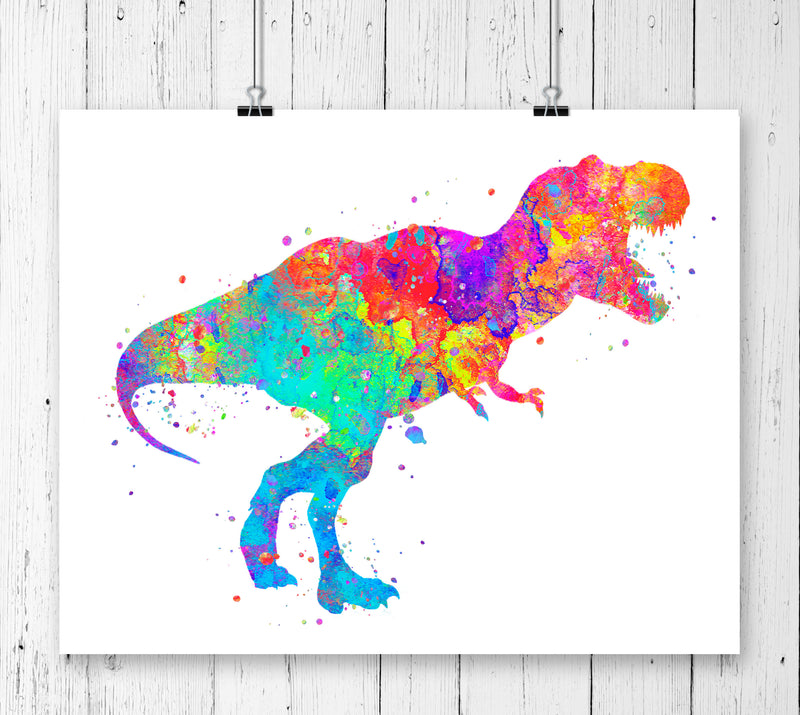 T-Rex Dinosaur Watercolor Art Print - Unframed - Zuzi's