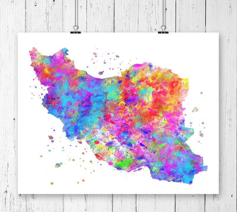 Iran Map Art Print - Unframed - Zuzi's