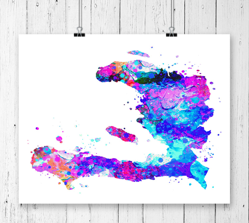 Haiti Map Art Print - Unframed - Zuzi's