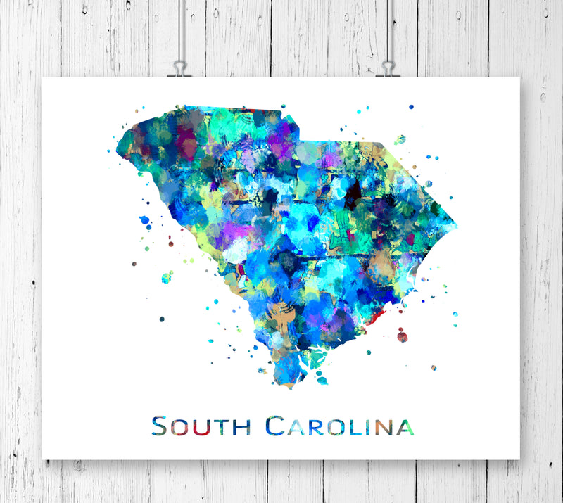 South Carolina Map Art Print - Unframed - Zuzi's