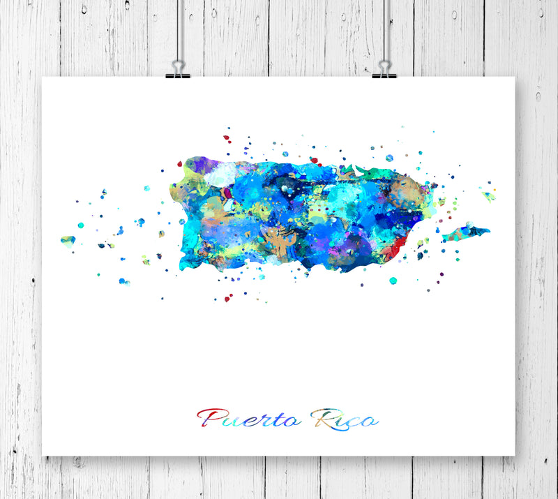 Puerto Rico Map Art Print - Unframed - Zuzi's