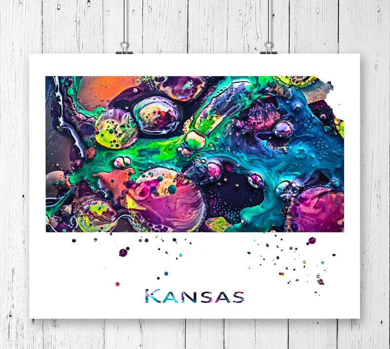 Kansas Map Art Print - Unframed - Zuzi's