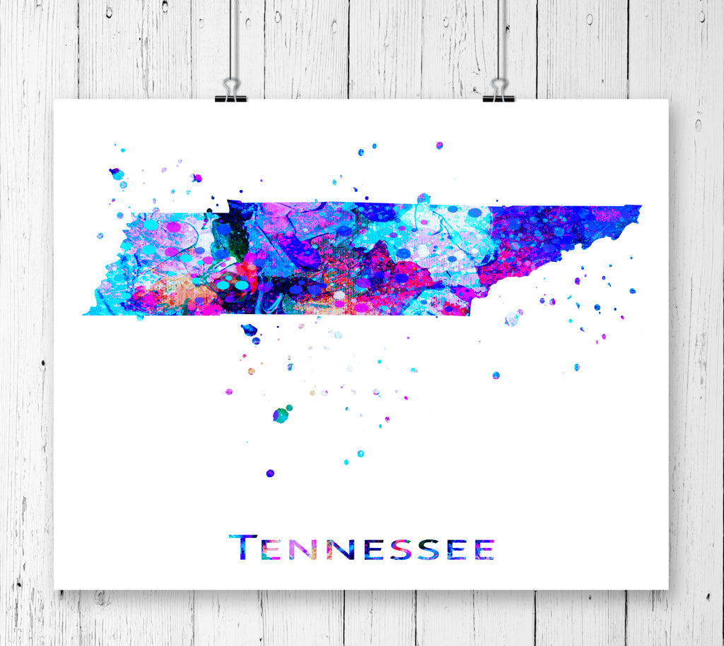Tennessee Map Art Print - Unframed - Zuzi's