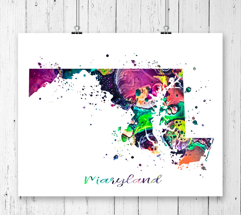 Maryland Map Art Print - Unframed - Zuzi's