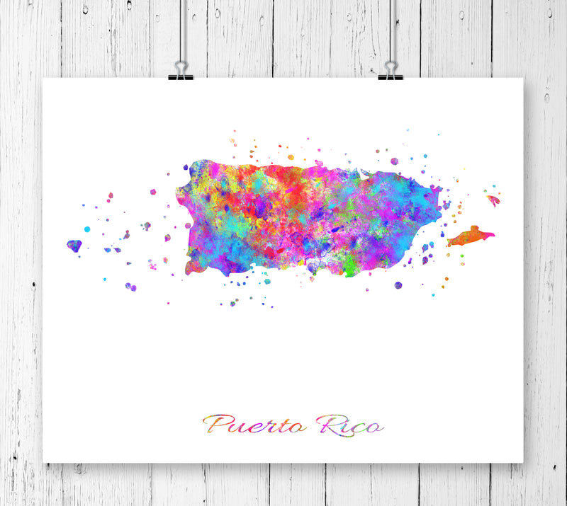 Puerto Rico Map Art Print - Unframed - Zuzi's