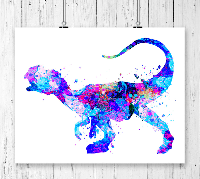 Dilophosaurus Dinosaur Watercolor Fine Art Print - Unframed - Zuzi's