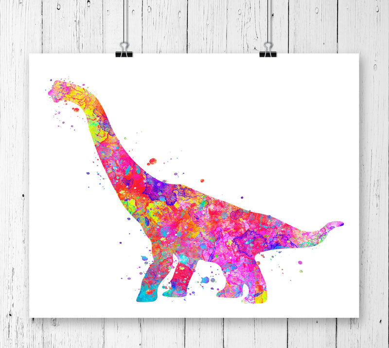 Brachiosaurus Dinosaur Watercolor  Art Print - Unframed - Zuzi's