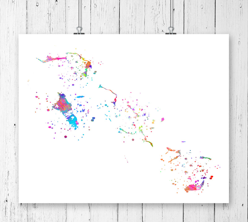 Bahamas Map Art Print - Unframed - Zuzi's