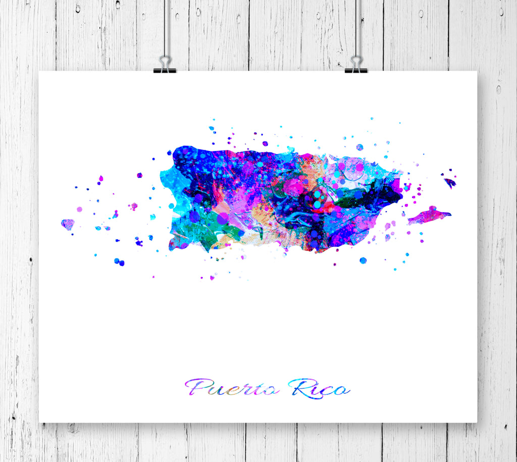 Puerto Rico Map Art Print - Unframed - Zuzi's