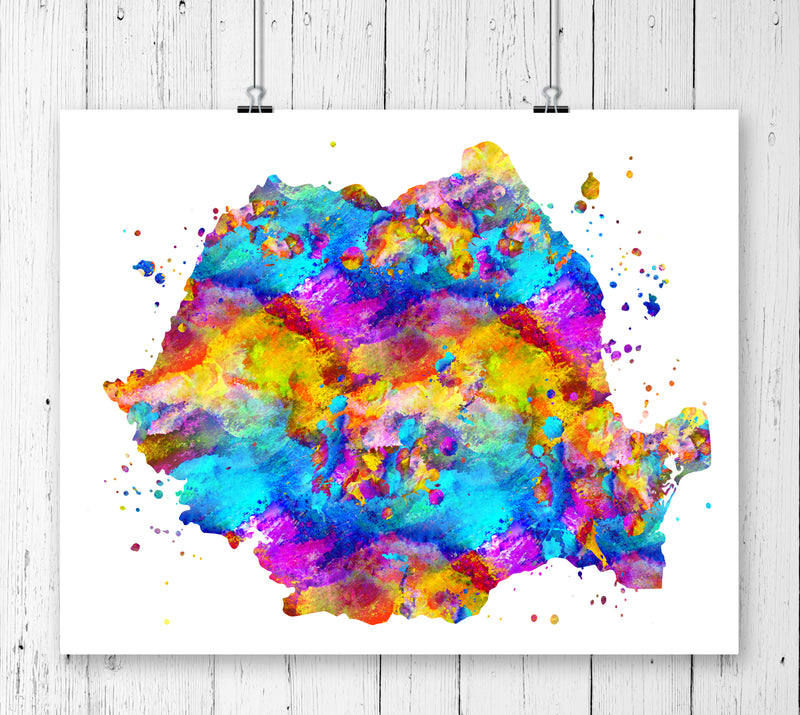 Romania Map Art Print - Unframed - Zuzi's