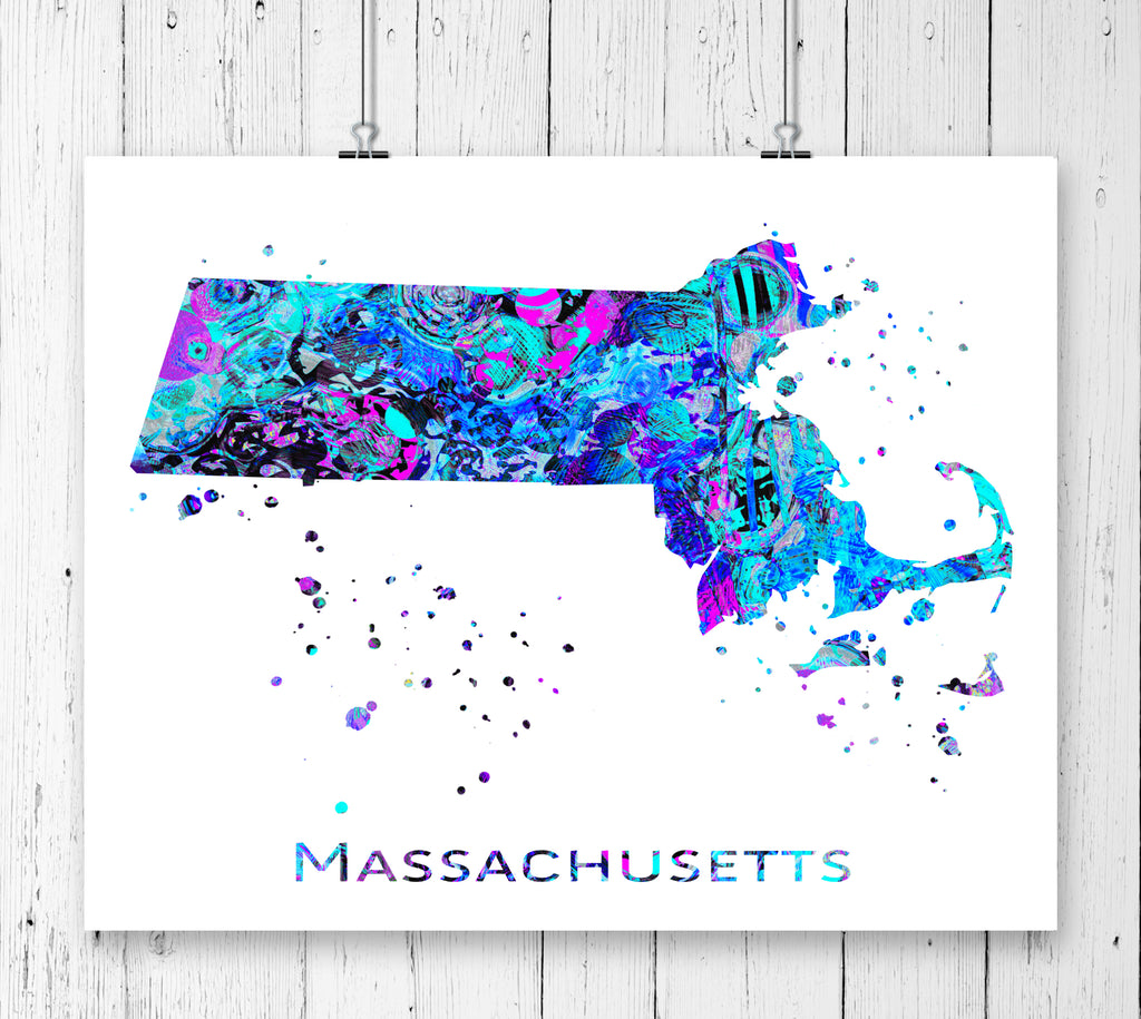 Massachusetts Map Art Print - Unframed - Zuzi's