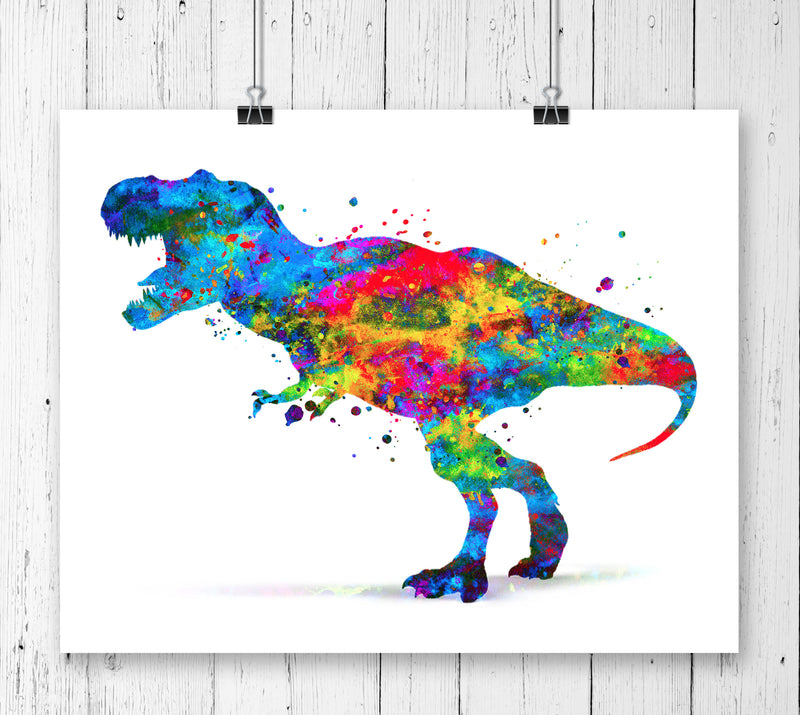 T-Rex Dinosaur Watercolor Art Print - Unframed - Zuzi's