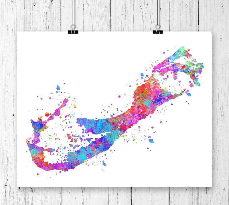 Bermuda Map Art Print - Unframed - Zuzi's