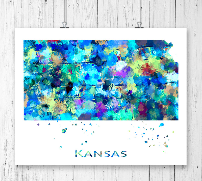 Kansas Map Art Print - Unframed - Zuzi's