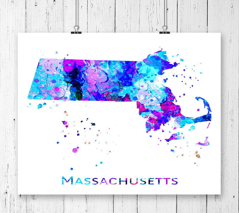 Massachusetts Map Art Print - Unframed - Zuzi's