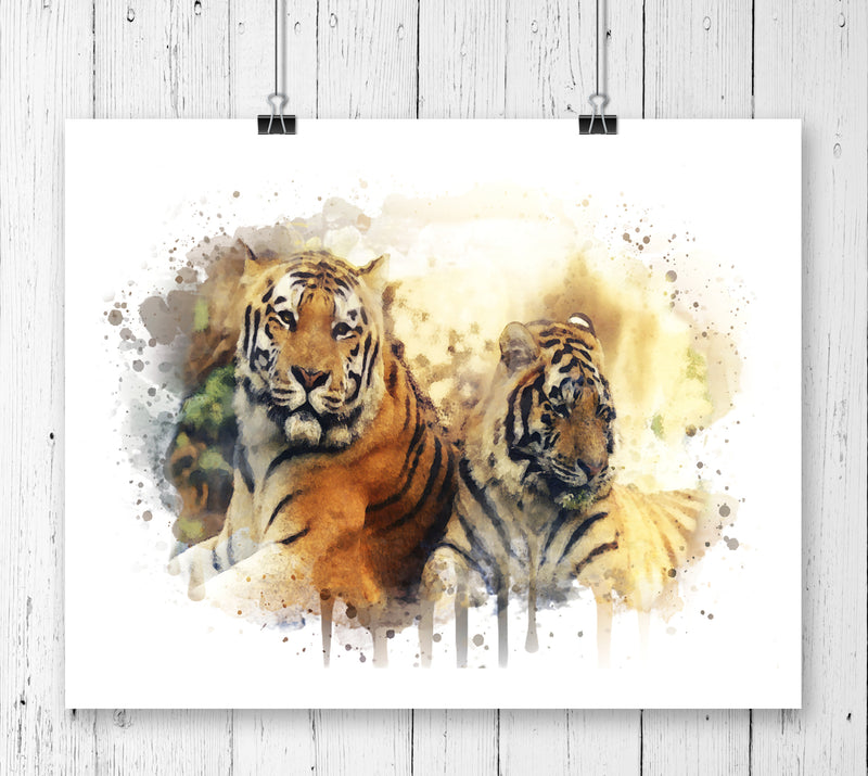 Tigers Watercolor Art Print - Unframed - Zuzi's